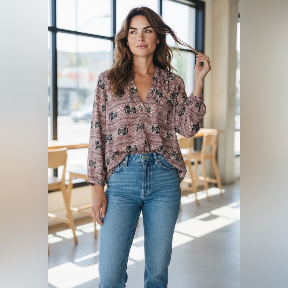 Elegant Mauve Patterned Blouse